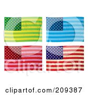 Poster, Art Print Of Digital Collage Of Colorful Grungy American Flags