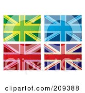 Digital Collage Of Colorful Grungy British Flags
