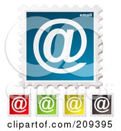 Royalty Free RF Clipart Illustration Of A Digital Collage Of Colorful Email Postage Stamps by michaeltravers