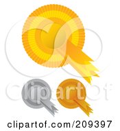 Poster, Art Print Of Digital Collage Of Gold Silver And Bronze Rosette Award Ribbons