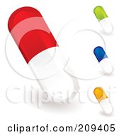 Poster, Art Print Of Digital Collage Of Colorful Pill Capsules