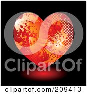 Poster, Art Print Of Grungy Red And Orange Halftone Splatter Heart Over Black
