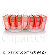 Royalty Free RF Clipart Illustration Of A Row Of 3d Red Ring Binders by Tonis Pan