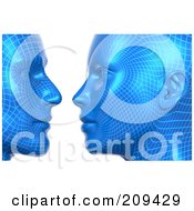 Royalty Free RF Clipart Illustration Of 3d Blue Virtual Heads Gazing At Each Other