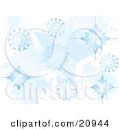 Poster, Art Print Of Christmas Background Of Elegant Blue Falling Wintry Snowflakes