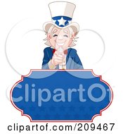 Poster, Art Print Of Pointing And Smiling Uncle Sam Over A Blue Starry Sign