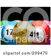 Poster, Art Print Of Golden Bingo Or Lottery Ball With Colorful Solid Balls