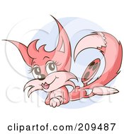 Royalty-Free (RF) Clipart Illustration of a Pretty Pink Female Fox Looking Pretty Over A Blue Circle by Holger Bogen #COLLC209487-0045