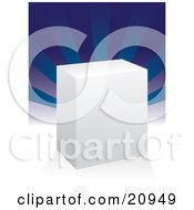 Poster, Art Print Of Plain White Product Box For Software Or A Package On A White Surface With Blue Rays In The Background