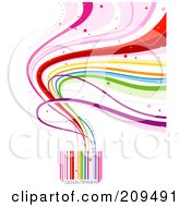 Poster, Art Print Of Rainbow Waves Flowing From A Colorful Bar Code