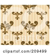 Poster, Art Print Of Seamless Brown And Beige Damask And Stripe Pattern Background