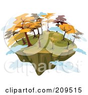 Poster, Art Print Of Floating Island With Autumn Trees And Clouds