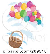 Poster, Art Print Of Bunch Of Balloons Floating With An Empty Basket