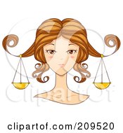 Poster, Art Print Of Beautiful Libra Womans Face With Scales Hanging From Her Hair
