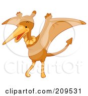 Poster, Art Print Of Cute Pterodactyl Flapping Its Wings