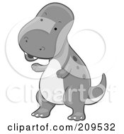 Royalty Free RF Clipart Illustration Of A Cute Gray T Rex Looking Left