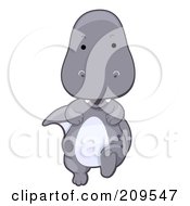 Royalty Free RF Clipart Illustration Of A Cute Gray T Rex Running Forward by BNP Design Studio