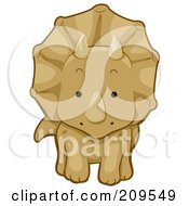 Royalty Free RF Clipart Illustration Of A Cute Triceratops Walking Forward by BNP Design Studio