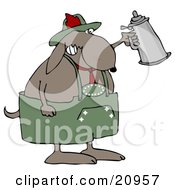 Clipart Illustration Of A Partying Dog Drinking A Beer From A Setin At Oktoberfest