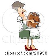 Clipart Illustration Of An Oktoberfest Woman In Costume Carrying A Beer Keg Wood Barrel And Balancing It On Her Belly