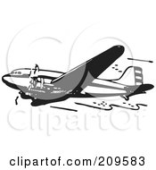 Poster, Art Print Of Retro Black And White Plane - 7