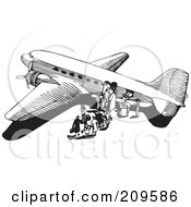 Poster, Art Print Of Retro Black And White Plane - 6
