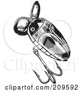 Royalty Free RF Clipart Illustration Of A Retro Black And White Fishing Lure