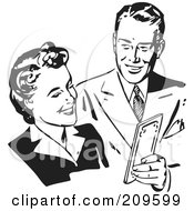 Poster, Art Print Of Retro Black And White Couple Sharing Money