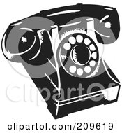 Poster, Art Print Of Retro Black And White Desk Phone