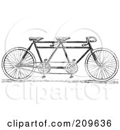Royalty Free RF Clipart Illustration Of A Retro Black And White Tandem Bicycle by BestVector #COLLC209636-0144