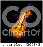 Royalty Free RF Clipart Illustration Of A Blazing Lute by Michael Schmeling