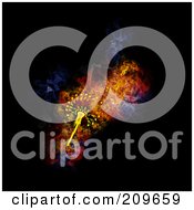Royalty Free RF Clipart Illustration Of A Blazing Musical Dandelion by Michael Schmeling