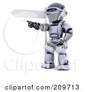 Royalty Free RF Clipart Illustration Of A 3d Silver Robot Pointing By A Directional Sign