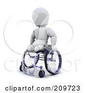 Poster, Art Print Of 3d White Character With No Legs Using A Wheelchair