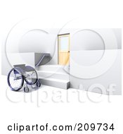 Poster, Art Print Of 3d Wheelchair By Stairs And A Door