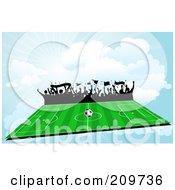 Poster, Art Print Of Silhouetted Fans Waving Flags And Looking Out On A Soccer Field In The Sky