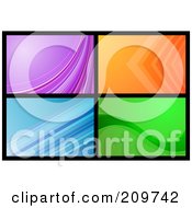Royalty Free RF Clipart Illustration Of A Digital Collage Of Four Purple Orange Blue And Green Modern Website Backgrounds