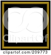 Poster, Art Print Of Black And Gold Picture Frame With White Space
