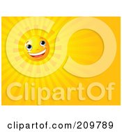 Poster, Art Print Of Happy Shining Sun Background With Orange Rays