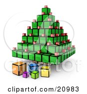 Futuristic Christmas Tree And Presents Made Of Cubes
