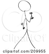 Royalty Free RF Clipart Illustration Of A Stick Fitness Character Doing One Arm Hammer Curls