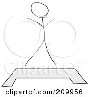 Poster, Art Print Of Stick Fitness Character Standing Behind A Step Platform