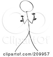 Royalty Free RF Clipart Illustration Of A Stick Fitness Character Doing Dumbbell Hammer Curls