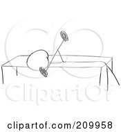 Royalty-Free (RF) Clipart Illustration of a Stick Fitness Character Doing A Bench Press Exercise by Clipart Girl #COLLC209958-0160
