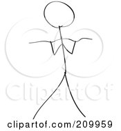 Royalty Free RF Clipart Illustration Of A Stick Fitness Character Doing Bicep Curls With An Ez Bar