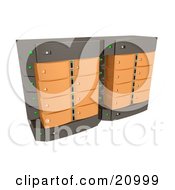 Clipart Illustration Of Orange Server Racks Side By Side by 3poD