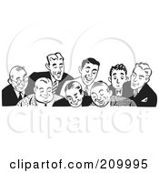 Retro Black And White Border Of Businessmen Looking Down