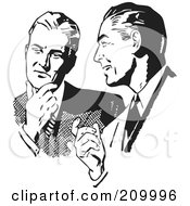 Poster, Art Print Of Retro Black And White Businessmen Talking About An Idea
