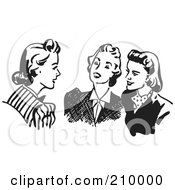 Poster, Art Print Of Retro Black And White Women Sitting And Chatting