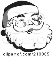 Royalty Free RF Clipart Illustration Of A Retro Black And White Santa Face by BestVector #COLLC210005-0144